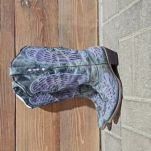 Corral boots western 8 1/2 purple pink gray black excellent cond cross vintage